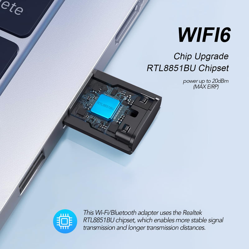 AX900M USB WiFi 6 Adapter for Laptop,2 in 1 Bluetooth 5.3 Dual Band 5/2.4Ghz Wireless Network Adapter,Built-in Driver for PC/Laptop/Desktop 4dBi Antenna Compatible with Windows 10/11 AX907B