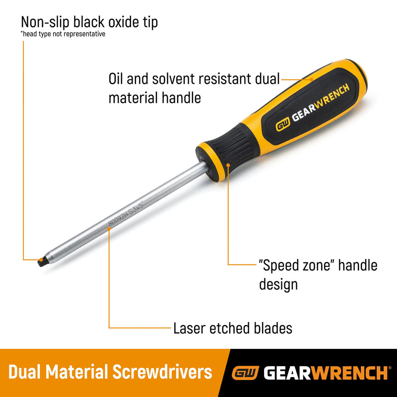 GEARWRENCH 12 Pc. Phillips/Slotted/Torx Mini Dual Material Screwdriver Set - 80057H