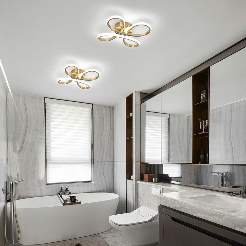 ADISUN Modern LED Ceiling Light, 6000K Semi Flush Mount Ceiling Light Fixture, Modern Ceiling Lights for Hallway Bedroom Corridor Aisle Bathroom Indoor Ceiling Lamp (L14.56*W14.56*H2.4) Gold
