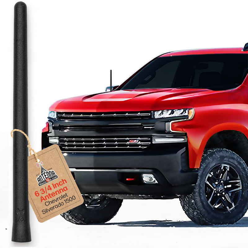 AntennaMastsRus Short Rubber Antenna fits Chevrolet Silverado 1500 (2006-2025), The Original 6 3/4", Car Wash Proof, Durable EPDM Rubber, Internal Copper Coil for Enhanced Reception