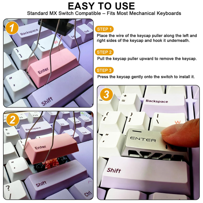 Aluminum CNC Machined Metal Keycaps Set of 7 for Mechanical Keyboard,Silver | Geometric Hollow-Out Design, Cherry Profile, MX Switch Compatible – for Gaming, Office, Typing (WASD+ESC+Enter+Space)