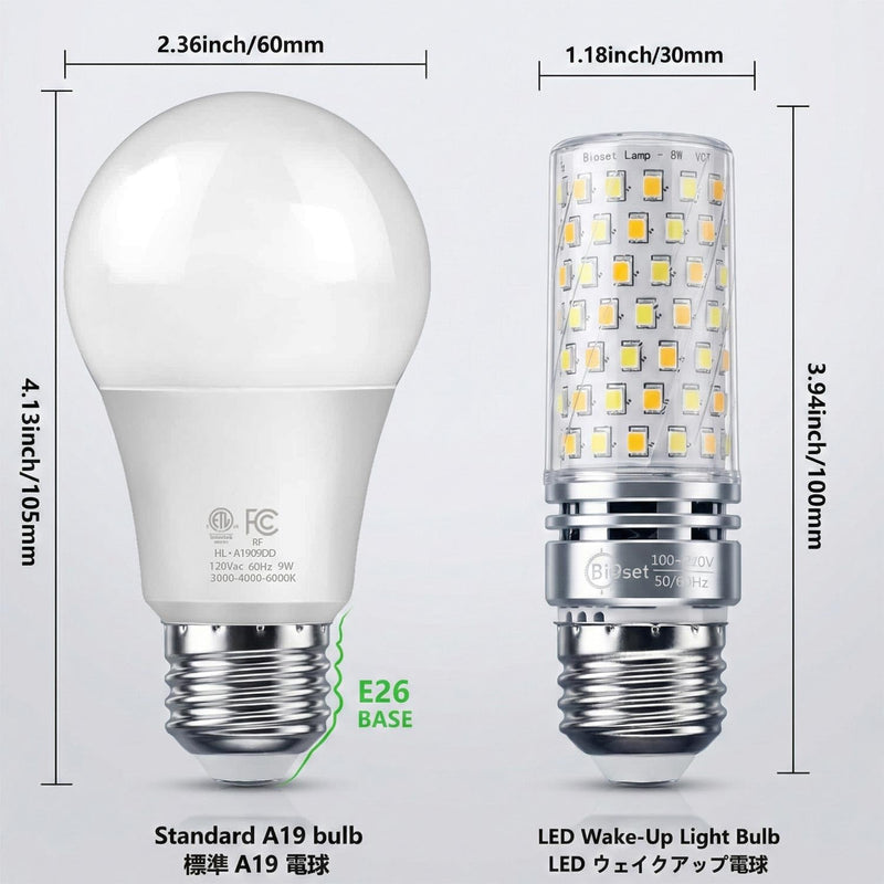 Smart LED Light Alarm Bulb with Sunrise Sunset Simulation | Natural Sounds, 2-in-1 Wake-Up & Sleep Aid, App + Remote Control, 800 Lumens, Bedroom Ambiance