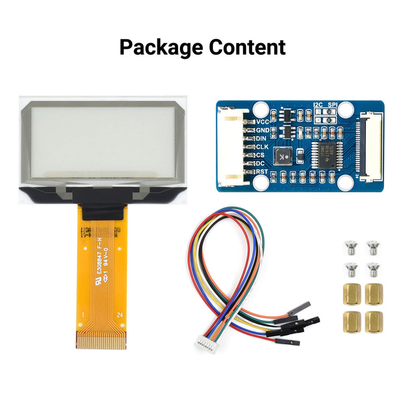 Waveshare 1.51inch Transparent OLED 128×64 Resolution Compatible with Raspberry Pi 4B/3B+/3A+ Embedded Independent Driver Chip SPI/I2C Interfaces Light Blue Color Display