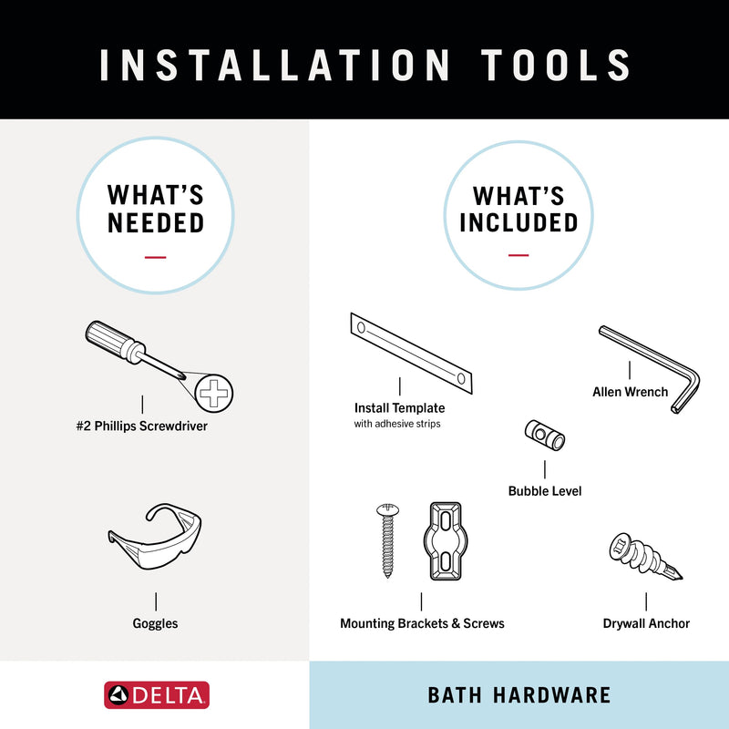 DELTA FAUCET Rubber Limited 76424-BL Ashlyn 24-in Wall Mount Towel Bar Bath Hardware Accessory in Matte Black