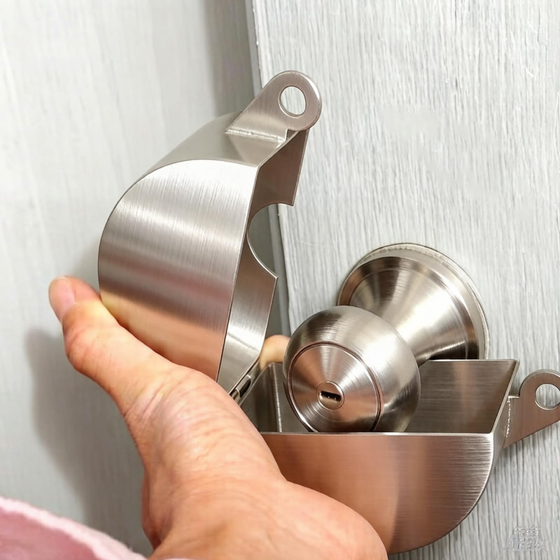 Door Handle Lock, Door Knob Lock Out Device,Cover to Disable The Doorknob/Faucet/Valve, Prevents Turning of Door Knob and Access to Keyhole, Prevents Operating The Knob (Password Hanging Lock) Stainless Steel