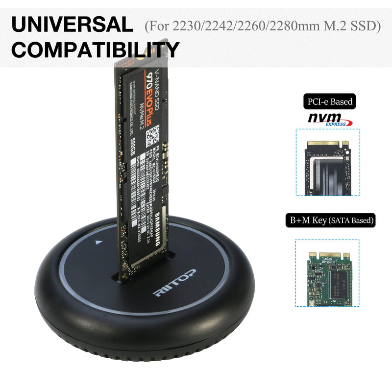 M.2 to USB Docking Station Aluminium Alloy Shell + M2 Dock Plastic Shell with Backlight