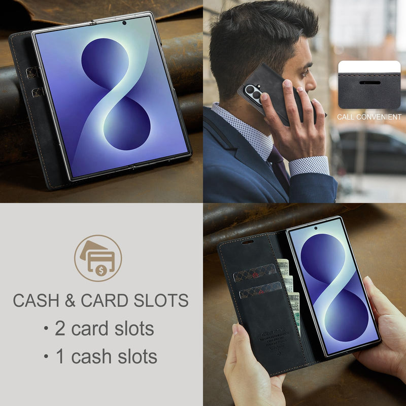 for Samsung Galaxy Z Fold 8 Ultra Case, Flip Wallet Leather Case with Card Holder Magnetic Closure Shockproof Kickstand Protective Phone Cases Cover for Galaxy Z Fold 8 Ultra, Black