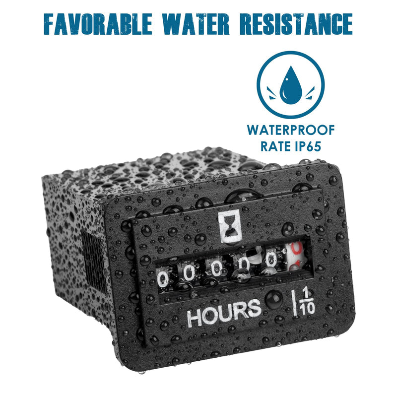 Runleader Mechanical Hour Meter for Maintenance,Volt.DC 6V to 80V for Lawn Mower Golf Cart Boat Forklift Motorhome Sawmil etc. DC 6V-80V