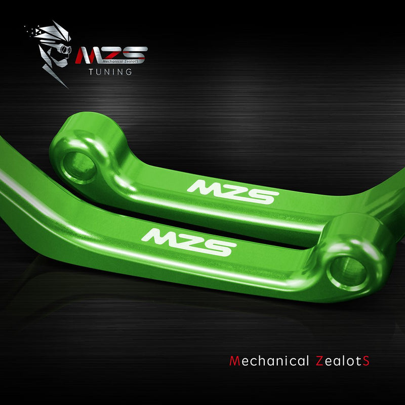 MZS Green Dirt Bike Brake Clutch Levers Pivot Adjustable CNC Compatible with KLX140 2008-2021 | KLX140L 2008-2020 | KLX140G 2017-2020 | KLX140R KLX140RF 2021-2024 KLX140/KLX140L/KLX140G/KLX140R