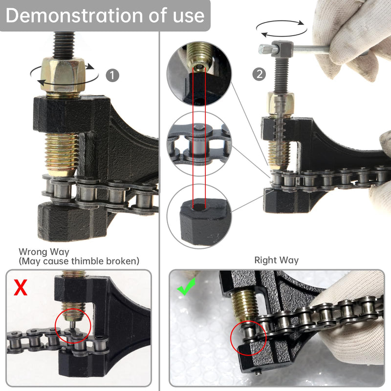 Windance Universal Roller Chain Breaker with 5Pcs #50 Master Link High Carbon Steel 420 428 520 525 528 530 Chain Pin Removal Repair Tool Motorcycle ATV Dirt Bike Scooter Bicycle Tractor