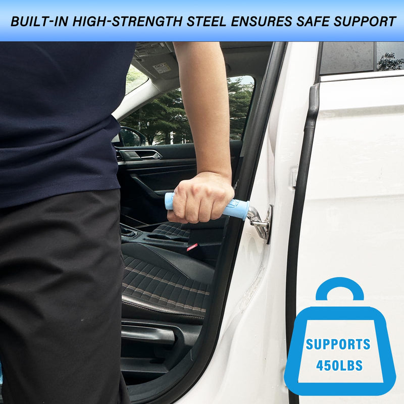 2 Pack Car Door Handle for Elderly Car Handle Assist Portable Vehicle Support Handle for Easy Sit to Stand Assistance Auto Cane for Seniors and Handicapped Supports Up to 450 Pounds Blue