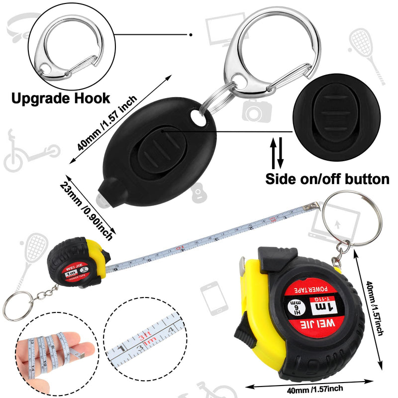 18 Pcs Mini Screwdriver Keychain Tape Measure LED Lights Keychain Set Fathers Gifts Bulk for Adult Men Gifts 18