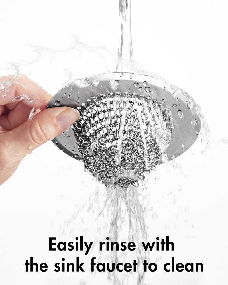 Wokdada Sink Drain Strainer, Reversible Easy Clean Mesh Sink Strainer with 304 Stainless Steel,Revolutionary Anti-Rust Large Kitchen Sink Strainer Food Catcher for Garbage Disposal Without Clogging Silver Silver
