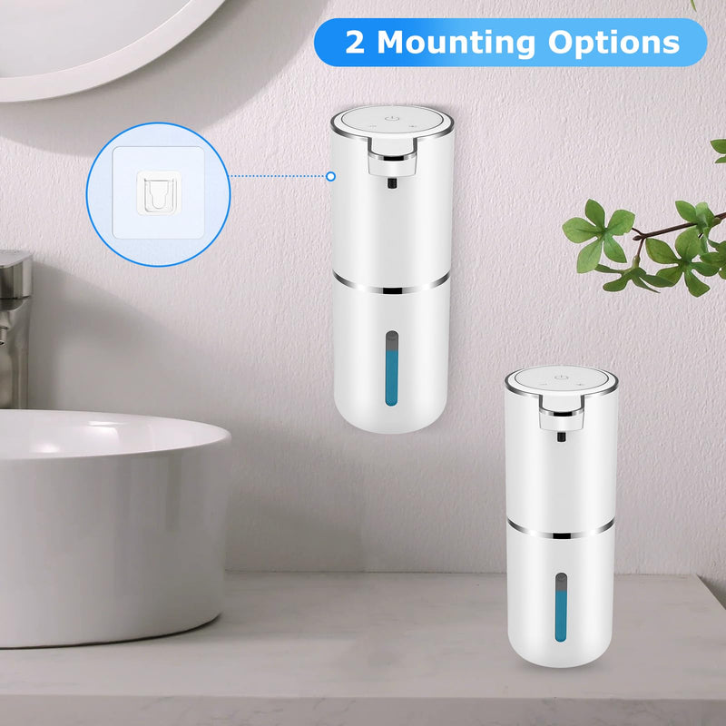 2 Pack Automatic Soap Dispensers,12.8oz/380ml USB Touchless Automatic Foaming Soap Dispenser,Rechargeabled Wall Mounted Smart Soap Dispenser for Bathroom Kitchen Dish Soap White Foam x2