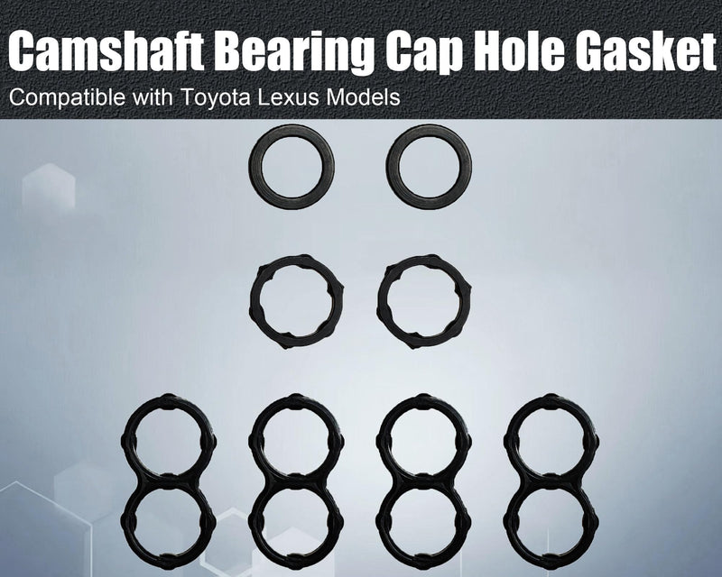 Camshaft Gasket Compatible with Toyota Lexus Models, Camshaft Bearing Cap Hole Gasket 11159-31010 90430-10024 11159-38010