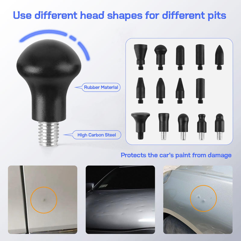 Super PDR Auto Body Hammer Tools Set - Aluminum Dent Hammer, Body Repair Dent Removal Tools, Paintless Dent Repair Hammer with 15Pcs Head The Head for Auto Body DIY Dent Fix