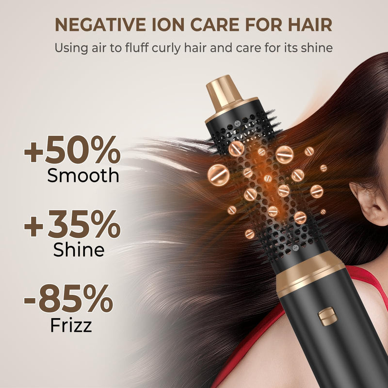 Hair Styler 5 in 1, Magic Hairstyler, 1000W Hair Dryer Brush with Curl, Straighten, Volumise, Smooth and Hairdryer Brushes for Styling,All Hair Types Negative Ion Hair Care (Black) Black