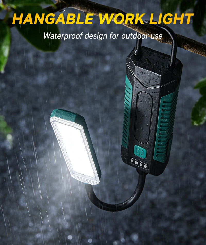 Magnetic Work Light, Rechargeable Flashlight Machine Light with 360° Flexible Gooseneck, Shop Tool Lamp for Lathe Drill Work Bench DIY Sewing Machine, Mechanic Light, Car Light/Emergency