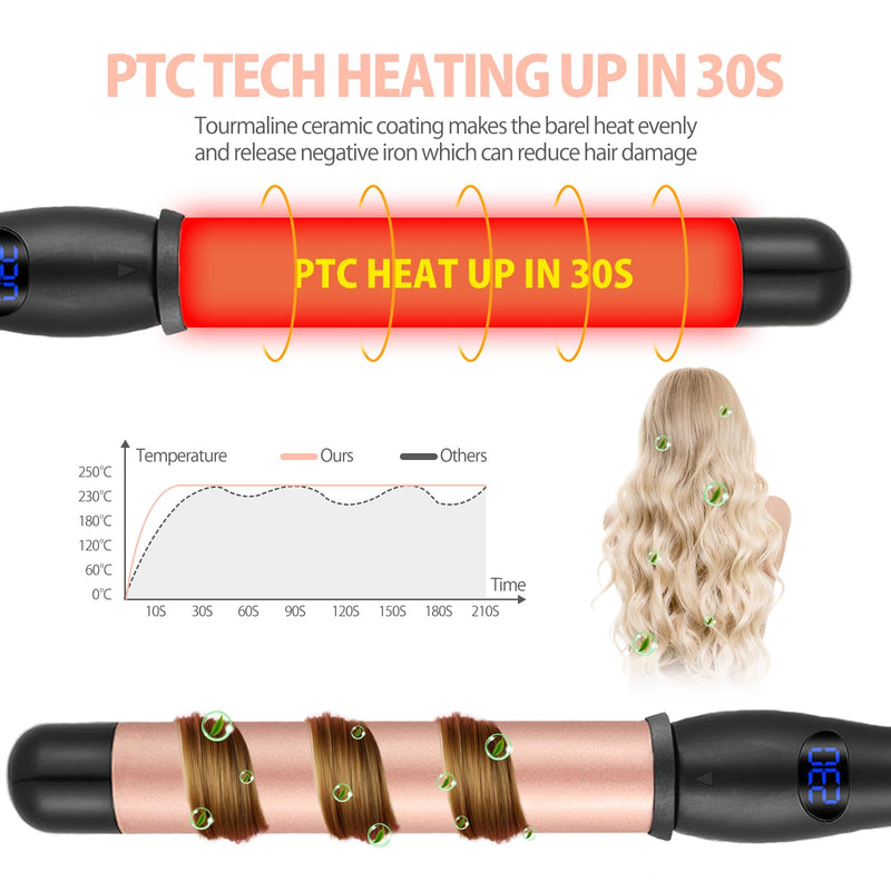 Hair Curling Wand 32mm, Haglater Curler Quick Heating Curling Wand for Long Hair, Ceramic Barrel Curling Iron with Adjustable Temperature 80-230°C 1.3″