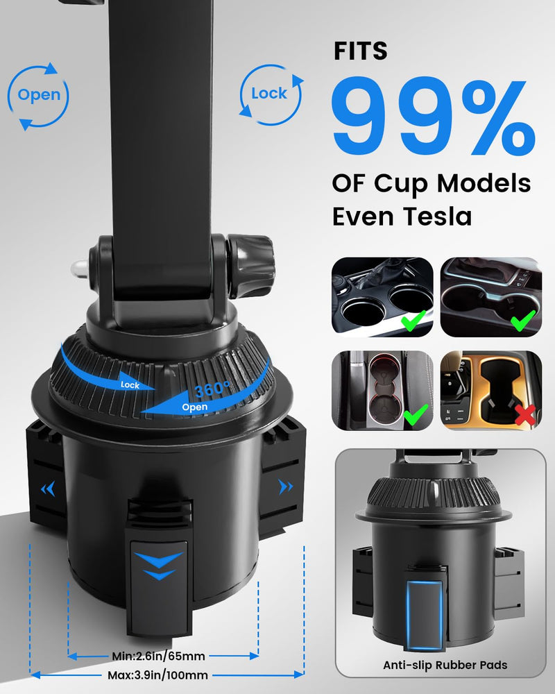 OHLPRO for MagSafe Cup Holder Car Mount Charger for iPhone 17, 15W Fast Charging Magnetic Cupholder Phone Mount, Compatible with iPhone 16 15 14 13 12 Series, for Kids Road Trip Essentials Sliver