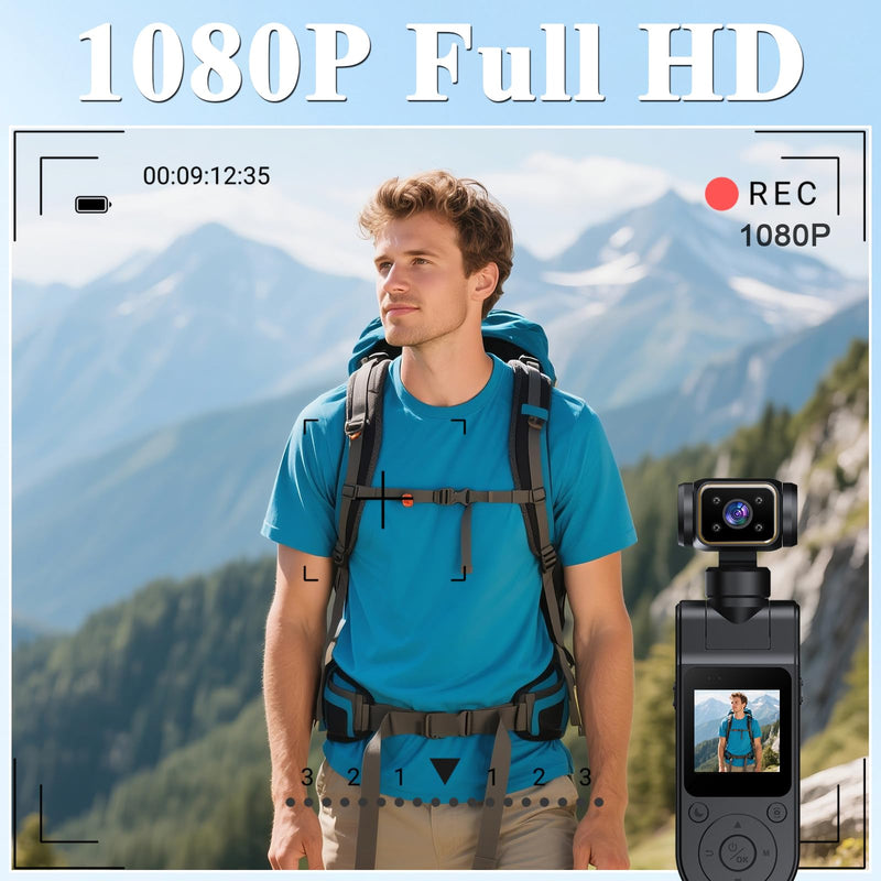 Body Camera with Audio & Video Recording Handheld Vlogging Camera | 1080P FHD | 270° Rotationg Lens | Night Vision | Connects to Phone | 1.54in Screen | Magnetic Clip | Camera for Vlogging