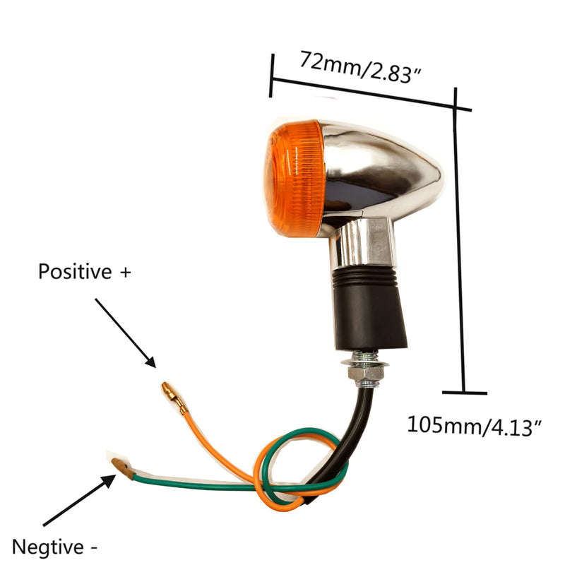 Universal 4pcs Motorcycle Turn Signals Chrome Bullet Front Rear Lights Compatible with Harley Honda Suzuki Yamaha Kawasaki Motorcycle Bobber Chopper Amber