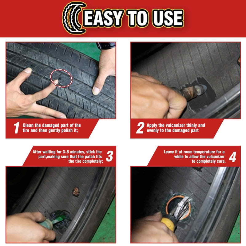 Chemical Vulcanizing Cement 3.4FL.Oz, All Purpose Tire Repair Rubber Glue, Dry Clear Rubber Cement, Tire Patch Glue with Brush Top Can for Car, Motorcycle, Bike Tires