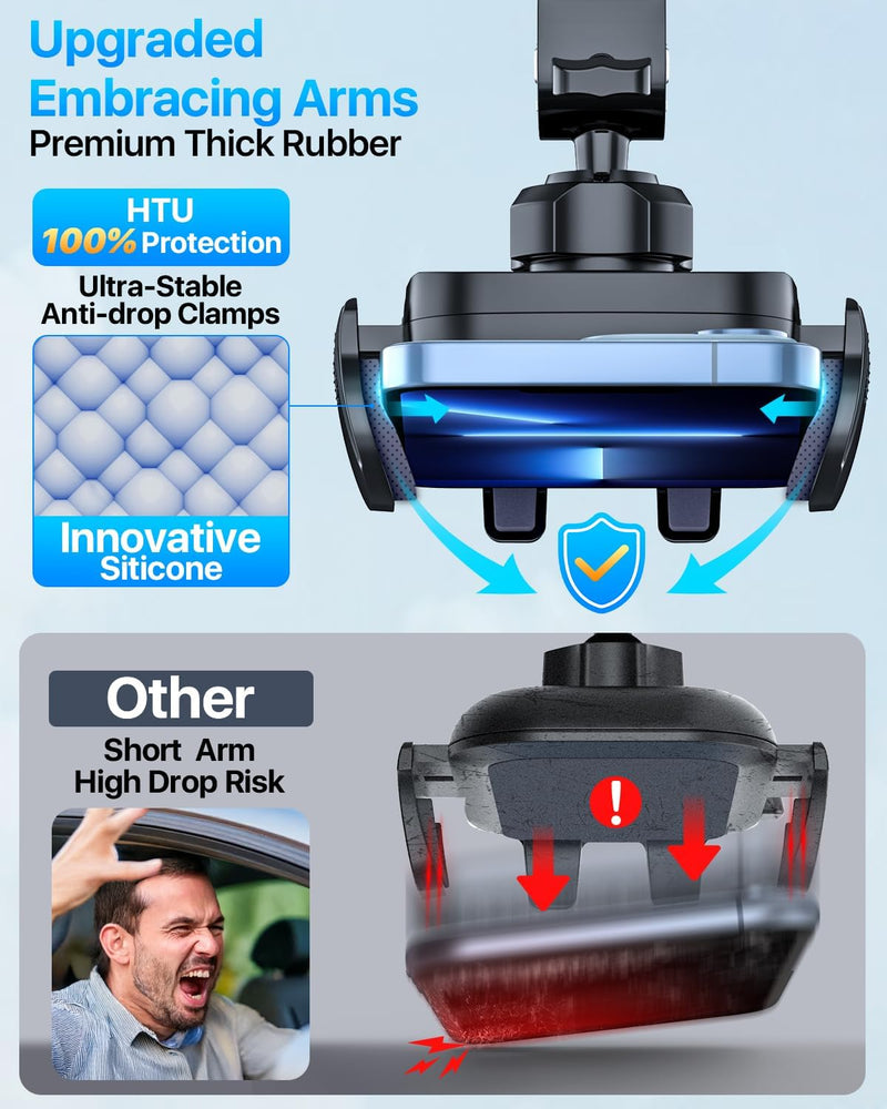 【Upgraded Strongest Suction & Pro Military-Grade Certs 】Ultimate Car Phone Mount【360°Rotatable Suction】Cell Phone Holders Truck Stand for Dashboard Windshield Vent for iPhone 17 Pro Max Samsung,Black Black