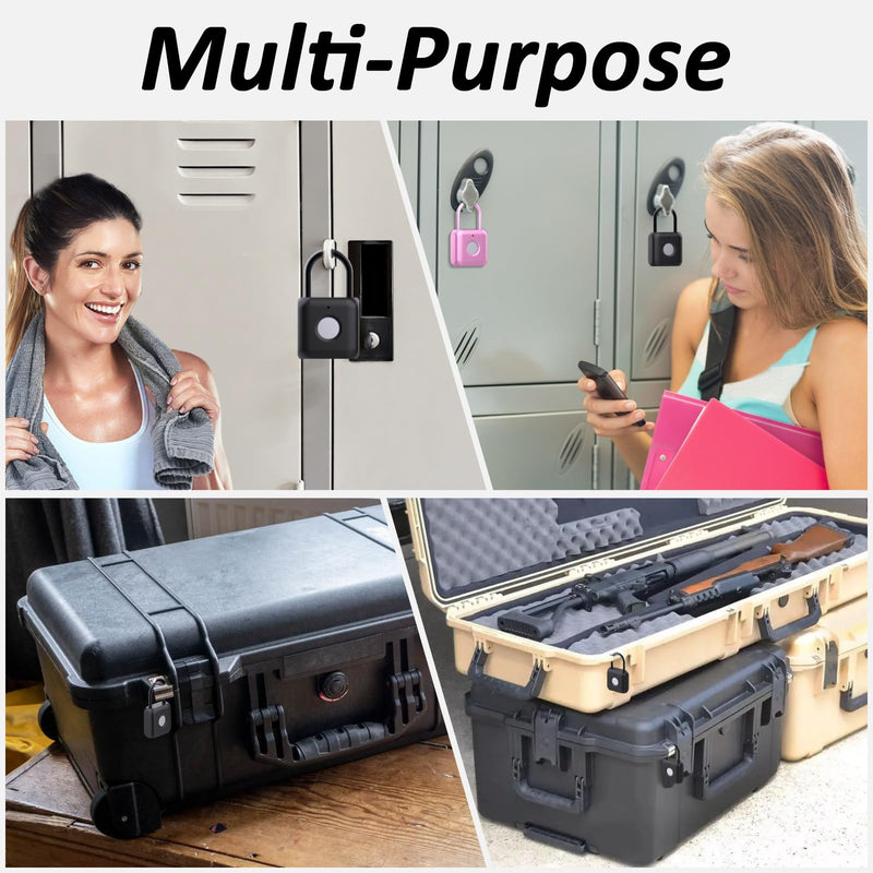 Pothunder Fingerprint Padlock, Smart Padlock, Locker Lock, Combination Lock, Fingerprint Lock with APP Unlock, USB Rechargeable, Suitable for Gym Locker, Door, Locker(Black) Black