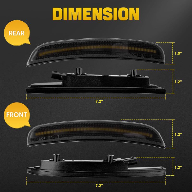  [AUSTRALIA] - White LED Side Marker Lights Compatible with Dodge Charger 2015-2023, Front & Rear Bumper Smoked Lens Reflector Lamps Replace# 68214405AA 68214404AA 68214127AA, 4PCS