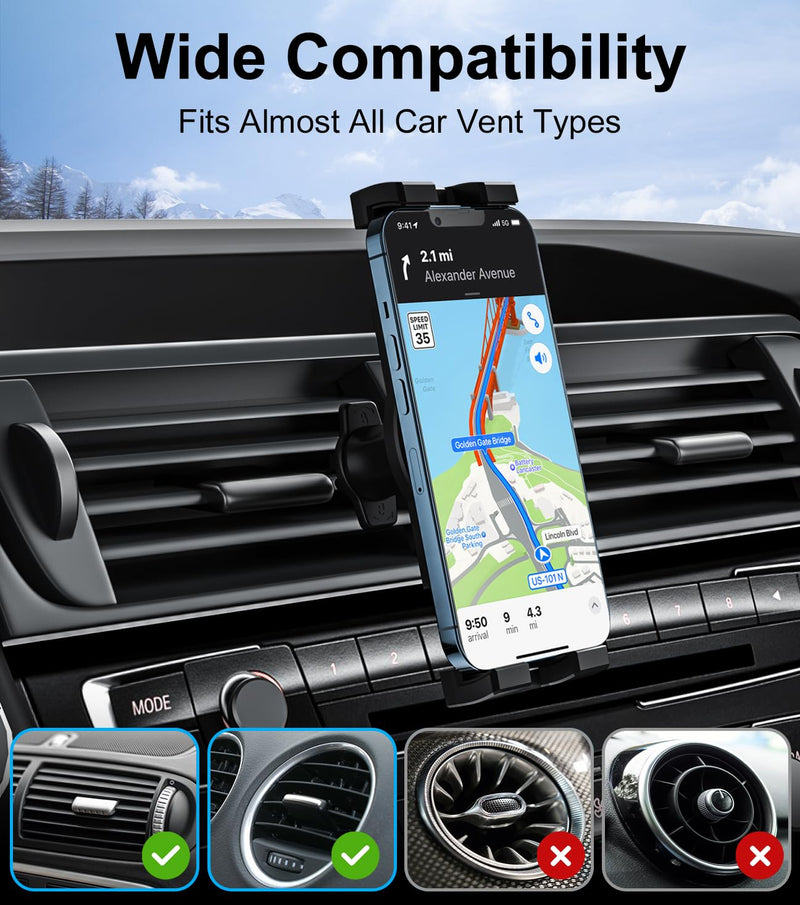 Tablet Mount for Car Vent, [Military-Grade Hook Clip] Air Vent Tablet Holder, 360° Rotatable Hands Free A/C Hook Clamp for 4-11" Tablet iPad Pro Air Mini, Galaxy Tabs Z Fold, Surface, Fire, Phone