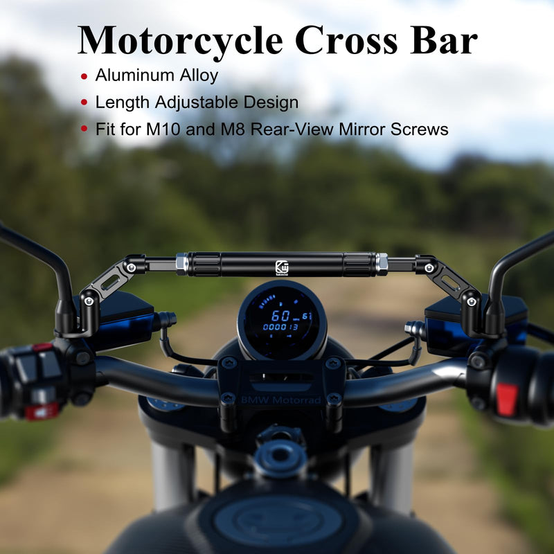 BRCOVAN Motorcycle Cross Bar Fit M10 & M8 Rear-View Mirror Screw, Aluminum Alloy Handlebar Extender Extension, Length Adjustable Motorcycle Balance Bar Reinforce Lever