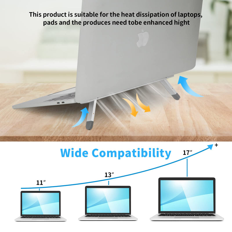 Riser for Desk,Pop up Laptop Stand,Adjustable Height Self-Adhesive Portable Laptop Stand with Feet, Extend Leg,Foldable Computer Stand for 10”-17” Models MacBook Air, Keyboard etc.