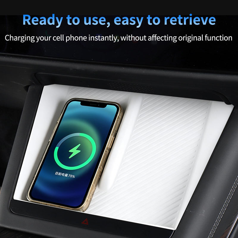 Silicone Wireless Charging Mat Compatible with Tesla Model S/X 2022-2026, Non-Slip Center Console Charger Pad, Wireless Charging Protector for Model S/Model X Interior Accessories (White#5) White#5