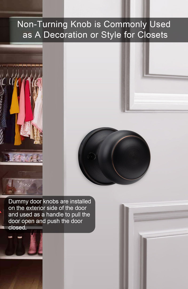 Goldenwarm 2 Pieces Oil-Rubbed Bronze Dummy Door Knobs, Inactive Half No-Turning Door Dummy Knob, Bronze Dummy Knobs for Closet Doors（1 Pack） Oil Rubbed Bronze 1