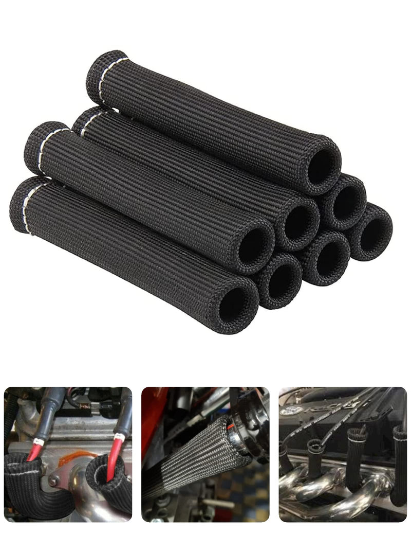 Spark Plug Wire Heat Shield 8pcs 2500° Spark Plug Heat Shield Sleeve Spark Plug Boot Protector Spark Plug Covers For LS1/LS2 (Black) Black