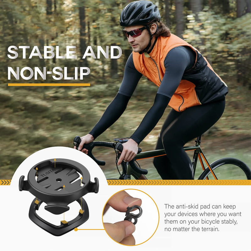 TUSITA 2 in 1 Bike Mount Quick Release, Quarter Turn Compatible with Garmin Edge GPS Computer, iPhone 14 13 12 Pro Max, Samsung Galaxy Note 20 S21 Ultra All 4.7"-6.9" Phones - Cycling Accessories