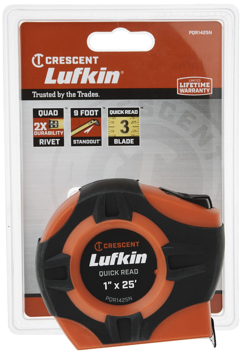 Crescent Lufkin Tape,1"X25', Quickread, Hi-Viz Orange - PQR1425N 25 Foot Quickread