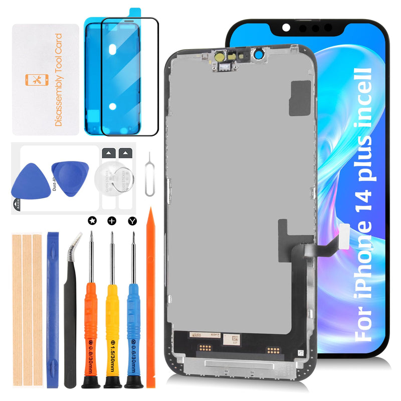 incell for iPhone 14 Plus LCD Screen Replacement [Similar Size Notch] 3D Touch LCD Display Touch Digitizer Screen Assembly A2886 A2632 A2885 A2896 A2887 with Repair Tools