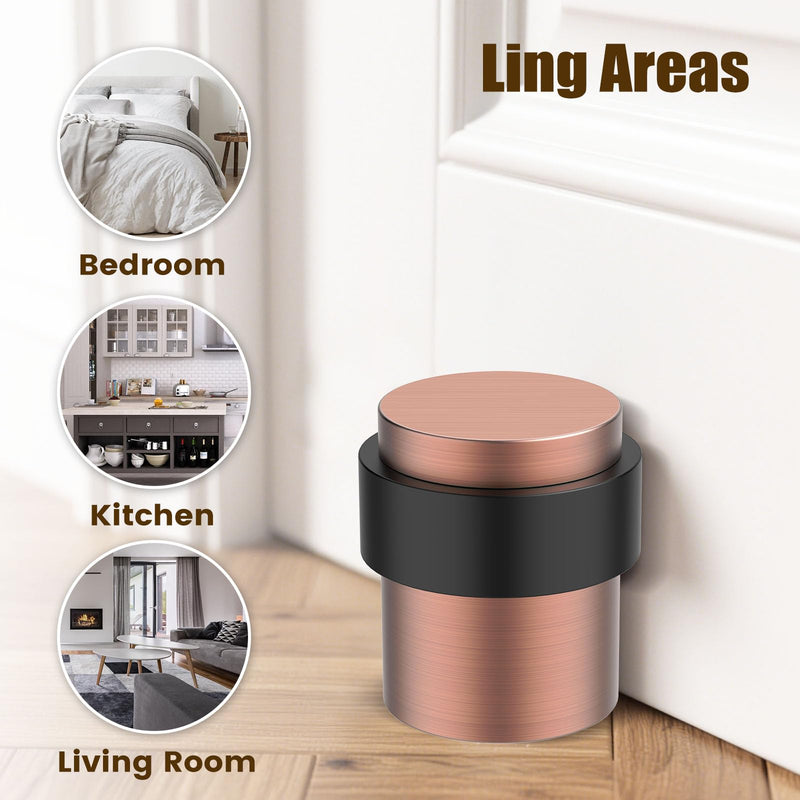 10 Pack Antique Copper Door Stoppers for Floor Mounting， Door Stopper Heavy Duty，304 Stainless Steel Cylindrical Made with Rubber Bumper，Floor Mount Door Holder Keep Door Open 10 Pieces