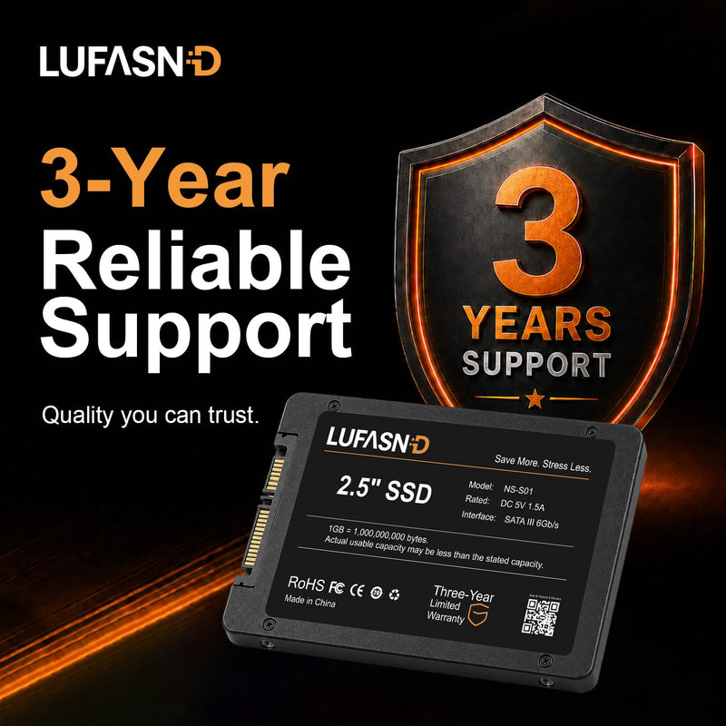 Internal 128GB SATA SSD, 2.5 Inch SSD SATA III 6Gb/s, Solid State Drive, Up to 520MB/s Read Speed, 3D NAND Flash, Compatible with Laptop & Desktop PC