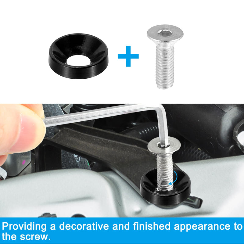 PATIKIL M8 Finish Countersunk Washer, 60pcs Anodized Aluminum Alloy Flat Cup Head Screw Gasket Bolt for Mechanical Accessories Parts DIY Models, Dark Blue 60