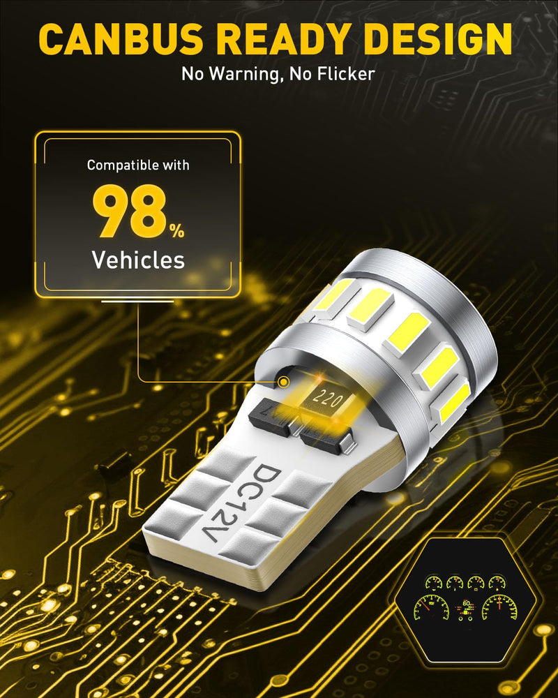 AUXITO Latest 194 LED Bulb 6500K Bright White, Canbus Error Free 168 2825 T10 W5W LED Bulb for Car Dome Door Map Courtesy Trunk Cargo License Plate Lights, Pack of 10
