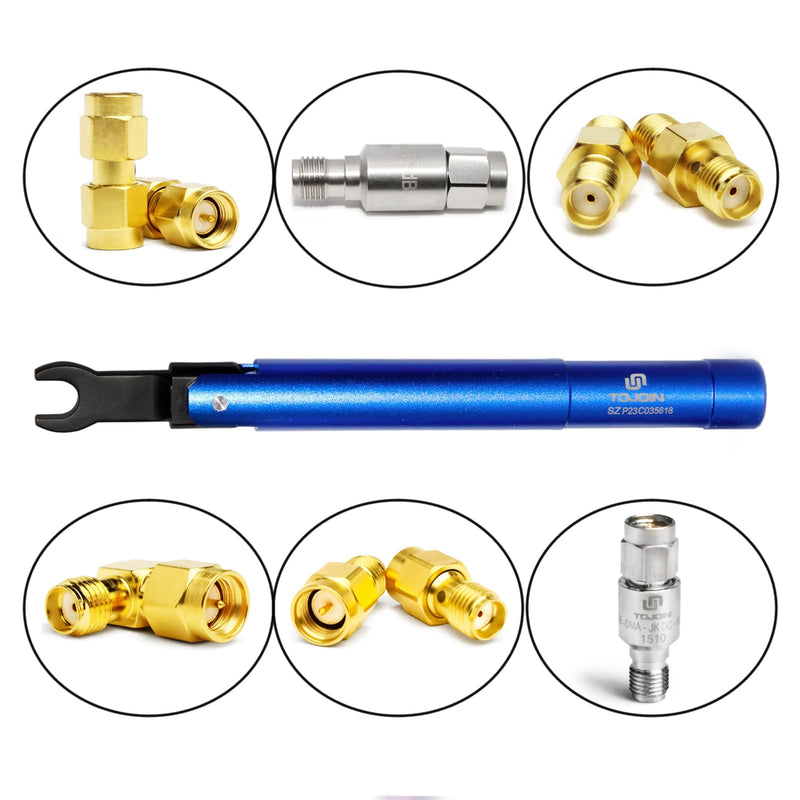 TOJOIN 1 pcs SMA Torque Wrench for RF Connector 8 in·lbs (0.9 N·m) Opening 8mm (5/16") for SMA 3.5mm/2.92mm Adapter Convertor Portable Spanner for Professionals Industry Blue 1 PCS-SMA