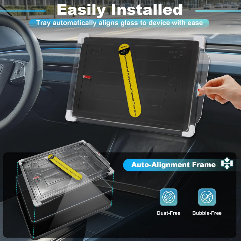 9H Crystal Tempered Glass Screen Protector for Tesla Model Y Juniper 2025-2026 Performance & Premium, Front 16"&Rear 8" Matte Anti-Glare & Anti-Fingerprint, 0.33mm Ultra-Thin, Bubble-Free Installation Kit
