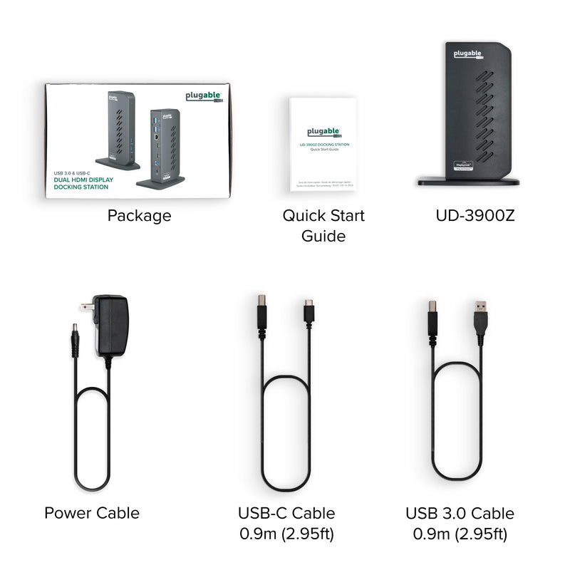 Plugable USB 3.0 and USB-C Universal Laptop Docking Station with 2 HDMI Ports for Windows, Mac (Driver Required), and ChromeOS. Gigabit Ethernet, Audio