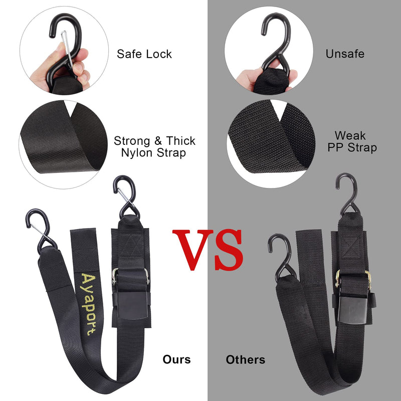 Ayaport Boat Tie Down Straps to Trailer Boat Transom Strap 4 feet x 2 inch Heavy Duty Nylon Kayak Canoe Jet Ski Bow and Stern Tie-Downs 2 Pack (2 inch x 4 feet) 2 inch x 4 feet