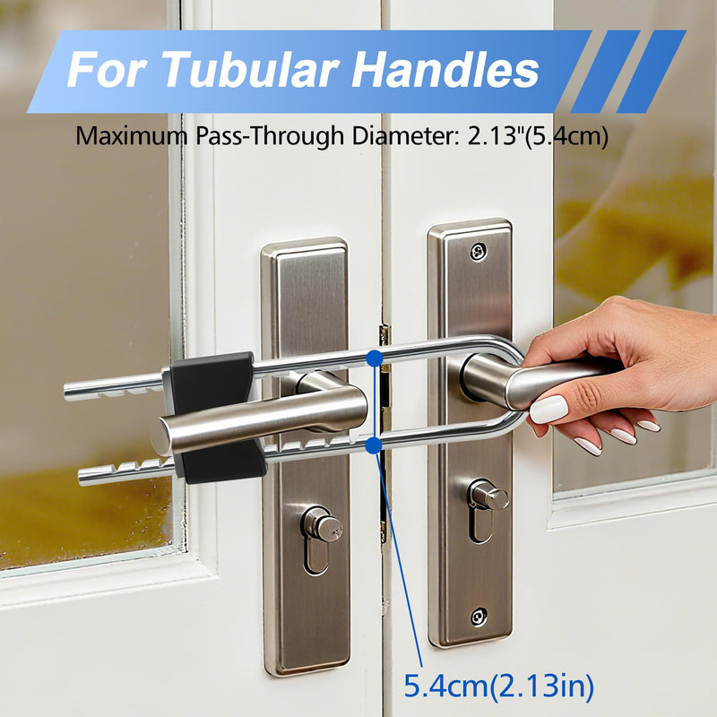 French Door Lock for Double Doors, Adjustable Double Door Lock for Home Security Prevent Kick Ins for Various Knob Width Door Security