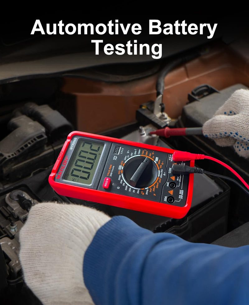 MY8906B Multimeter Tester TRMS Digital Multimeter 750V-1000V Measures DC/AC Voltage DC/AC Current Resistance Continuity Diodes Frequency Transistor HEF NCV Live Wire Detection
