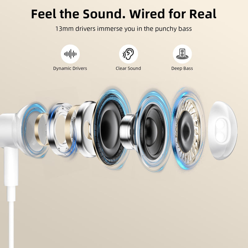 iMangoo USB Earbuds with Microphone for PC Laptop 7.5ft Cord Headphones | Wired USB A Semi In Ear Buds Headset for School Students Home Office Gaming Corded Earphones for Discord Zoom Skype Laptop White